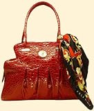 Gorgeous Italian Designer Fine-faux Animal Skin Handbag Designed by Ronella Lucci - Vecceli Italy (AS-148 available in Brown Snakeskin; Red, Yellow, Pink, Tan, Brown or Black Crocodile; Beige or Black Ostrich; and Brown or Black Alligator 16x12x5)