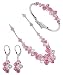 Sterling Silver Pink and Clear Crystal Bracelet Earrings with 20 inch Necklace Jewelry Set Made with Swarovski Elements