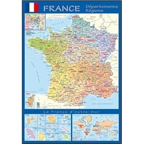 Carte de la France - Poster - Affiche 68x98cm - Roul�e