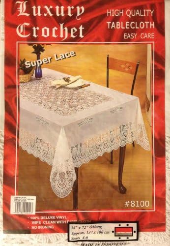 Luxury Crochet Vinyl Super Lace Tablecloth - 54" x 72" Oblong (white)