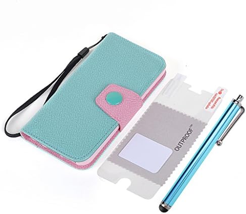 OutProof Fashion-designed Colorful Protective Built-in Slot PU Leather wallet Case for iPhone 6 4.7" (Baby Blue+Pink)