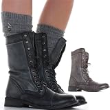 Womens Military Style Army Combat Worker Ladies Lace Up Ankle Boots