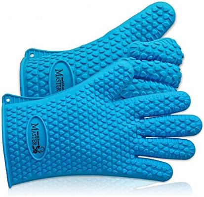 Heat Resistant Gloves Waterproof Silicone 5 Finger Barbecue Universal Premium Cooking Gloves Set Non Slip Perfect Grip High Temperature BBQ Grill Microwave Kitchen Oven Thermal Protection Mitts