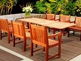 VIFAH V232SET1 English Garden 7-Piece Dining Set with Rectangular Extension Table - Natural Wood Finish - 91 by 39 by 29-Inch