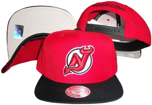 New Jersey Devils Red/Black Two Tone Snapback Adjustable Plastic Snap Back Hat / Cap