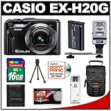 Casio Exilim EX-H20G 14.1 MP Digital Camera with Hybrid GPS (Black) with 16GB Card + Battery + Case + Flash + Accessory Kit