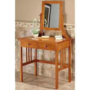 Mission - style 32w Vanity With Pivoting Mirror, 2-DRAWER, LIGHT CHERRY