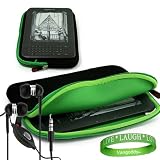 Amazon Kindle 3 ( Wifi Only , Wifi + 3G ) ( Latest Generation ) Accessories Kit: Black with Emerald Green Carrying Sleeve With Extra Pocket + Kindle Earphones with Microphone + A Live*Laugh*Love Wrist Band!!!