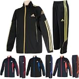 「アディダス【adidas】ADIENERGY ウォームアップジャージ 上下 SS369 SS368 ジュニア・キッズ　2012年モデル X46894X46916(ブラック/Pブルー) 150」の画像