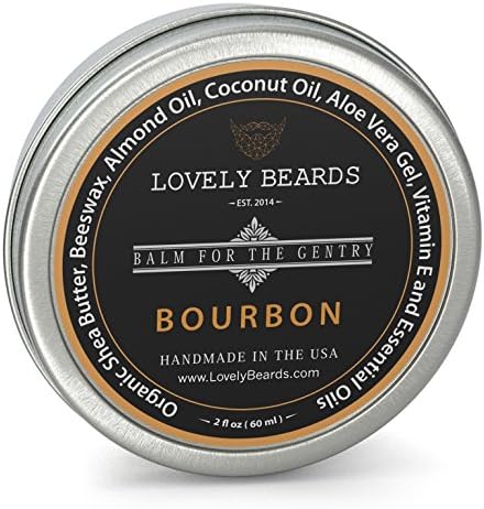 Lovely Beards Natural Beard Balm Leave-In Conditioner &amp; Softener, Handmade In The USA, #1 Rated On Social Media, Best for Groomed Beard Growth, Mustache &amp; Face, Bourbon Scent