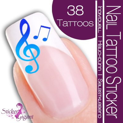 Nail Tattoo Sticker Musik / Noten - blau / t&uuml;rkis Preisvergleich