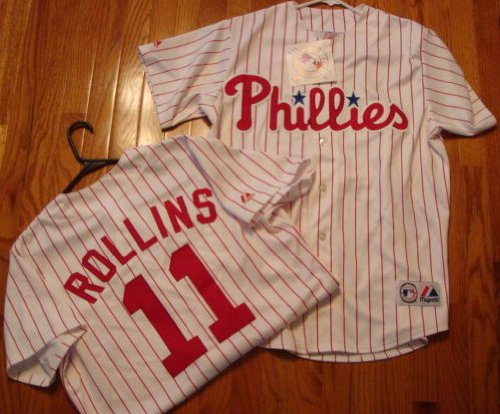 MLB New Jimmy ROLLINS #11 Philadelphia PHILLIES XXL Home WHITE Baseball Jersey Majestic