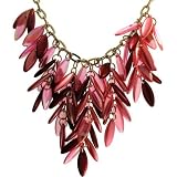 Bib Necklace, Navette Beads On 15 Chain With 4 Center Drop In Pink