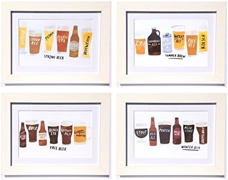 Seasonal Craft Brew Framed Art Prints - Set of 4 - 5-in x 7-in