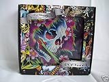 Ed Hardy Multi Art Glass Coasters, Set of 4.