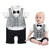 Goodparty 男の子フォーマル キッズ スーツ 子供服 カバーオール ロンパース 紳士風 蝶ネクタイ 半袖 百日祝い 出産祝い 記念日 七五三 (70#(0~6ヶ月))