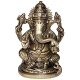 Brass Sculpture Hindu God Ganesha 2.75 x 2 x 4.5 inches