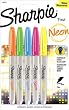 Sharpie Neon Fine Point Permanent Markers, 5 Colored Ink Markers
