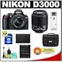 Nikon D3000 10MP Digital SLR Camera with 18-55mm f/3.5-5.6G AF-S DX VR Nikkor Zoom Lens & 55-200mm DX Zoom Lens with 8GB Card + EN-EL9a Battery + Nikon Gadget Bag + Accessory Kit