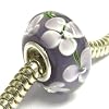 Sterling Silver Amethyst Murano FLOWER Glass Bead for Pandora Troll European Charm Bracelets 12.5mm