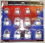 12 Pcs 30, 40 & 50 mm Laminated Padlock