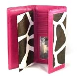 Giraffe Print Clutch Wallet with Checkbook Holder in Choice of Trim Colors