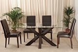 Venice 6ft DARK OAK GLASS DINING TABLE & 6 CHAIRS New