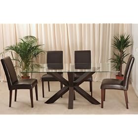Venice 6ft DARK OAK GLASS DINING TABLE & 6 CHAIRS New