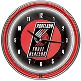 Trademark Poker NBA1400-PTB Portland Trail Blazers NBA Chrome Double Ring Neon Clock