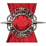 Antique Decorative Curtain Holdback, Set of 2, Bronze Silver Mahogany (Silver)