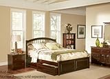 IMAGE OF Queen Size Windsor Style Platform Bed with Raised Panel Footboard Antique Walnut Finish