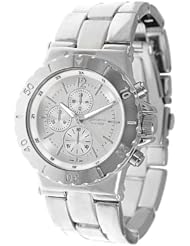 Geneva Platinum 9203 Womens Decorative Chronograph and Bezel Link Watch-SILVER