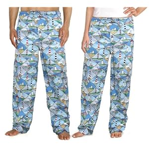 Lighthouse Pajama Bottoms or Lounge Pants SIZE Lg- FOR HIM or HER 100% Natural Cotton NOT... by Broad Bay