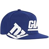 NFL Men's New York Giants End Zone Flat Visor Flex Hat - Tw78Z (Blue, Small/Medium)