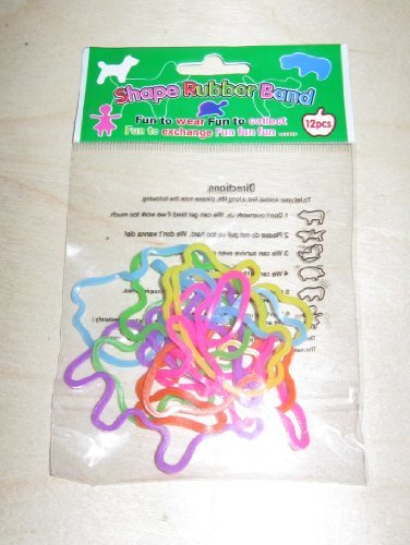 Silly Shaped Rubber Band -one package- 12 Piece Pack in Assorted Shape Designs