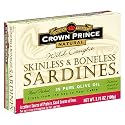 Crown Prince Natural Skinless & Boneless Sardines in Pure Olive Oil; 3.75-Ounce Cans (Pack of 12)