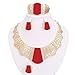 Moochi 18K Gold Plated Red Acrylic Necklace Earrings Ring Bracelet Jewelry Set