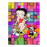 Betty Boop Lenticular Postcard Deluxe 6.5x9 , 3D Movie Star Mosaic Image, Rainbow