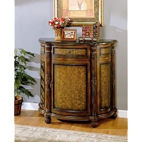 Tobacco Finish Entry Cabinet With Marble Top by 
