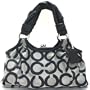 Coach Signature Parker Large Satchel Business Bag Purse Tote 13412 Black White