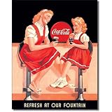 Coca-Cola Tin Metal Sign : Coke Refresh at Fountain