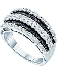 0.82 Carat (ctw) 14k White Gold Round White & Black Diamond Ladies Right Hand Fashion Band 3/4 CT