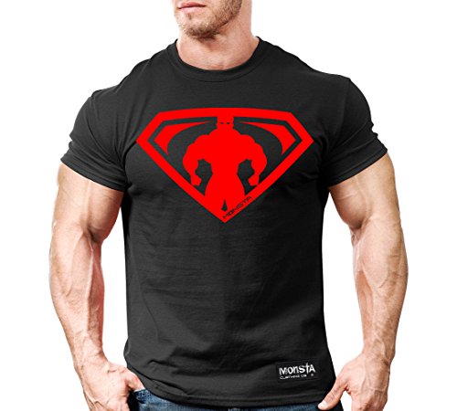 Monsta Clothing Co. Men's MonstaMan-SuperHero (M-TEE-238) T-shirt Large Black/RD