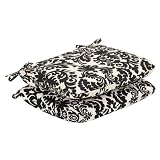 Outdoor Patio Black/White Seat Pad/Dining/Bistro Chair Cushion Set of 2