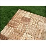Acacia Teak 4 Slat Deck Tiles - Box of 20 Tiles (20 Square Feet) (Natural Wood) (1H x 12W x 12D)