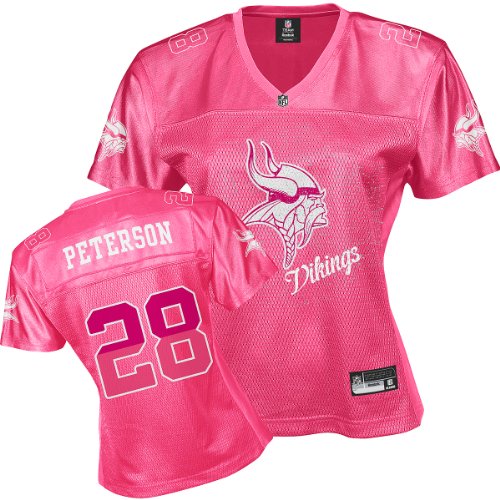 Reebok Minnesota Vikings Adrian Peterson Women's Pink Fem Fan Jersey Large