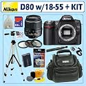 Nikon D80 10.2MP Digital SLR Camera Kit with 18-55mm ED II AF-S DX Zoom-Nikkor Lens + 2GB Deluxe Accessory Kit