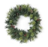 Festive Vermont Fir Artificial Wreath With Natural Cones And Red Berries
