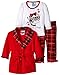 Baby Bunz Baby Girls' 3 Piece Pug Plaid Robe and Pajama Set