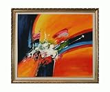 Art Reproduction Oil Painting - Abstract: Color Stack I with Filigree Frame - Gold Finish - 25 X 29 - Hand Painted Framed Canvas Art